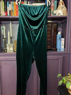 Strapless Emerald Green Velvet Jumpsuit
